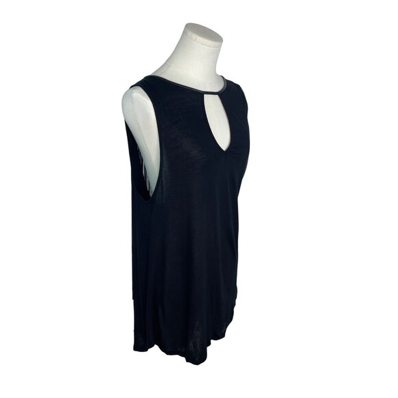 BB Dakota Womens Black Sleeveless Top With Fringe Back and Keyhole Chest Size M - Picture 2 of 8